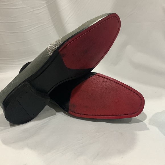 AFTER MIDNIGHT Velvet Silver Crystal Loafers - Picture 7 of 8